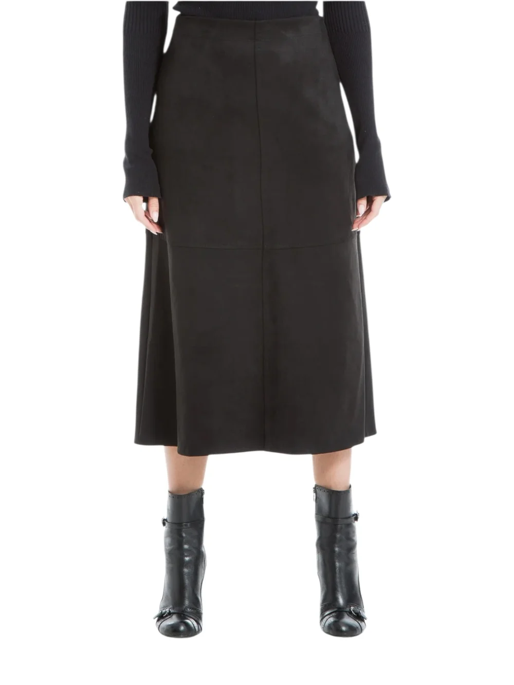 Max Studio Black Panel Midi Skirt Elastic Waistband EUC